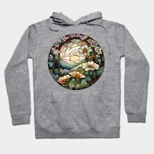 Moonlit Garden Art Nouveau Stained Glass Hoodie